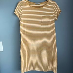 Yellow and white striped dress